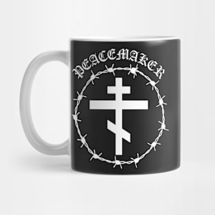 Peacemaker Orthodox Cross Barbed Wire Metal Hardcore Punk Mug